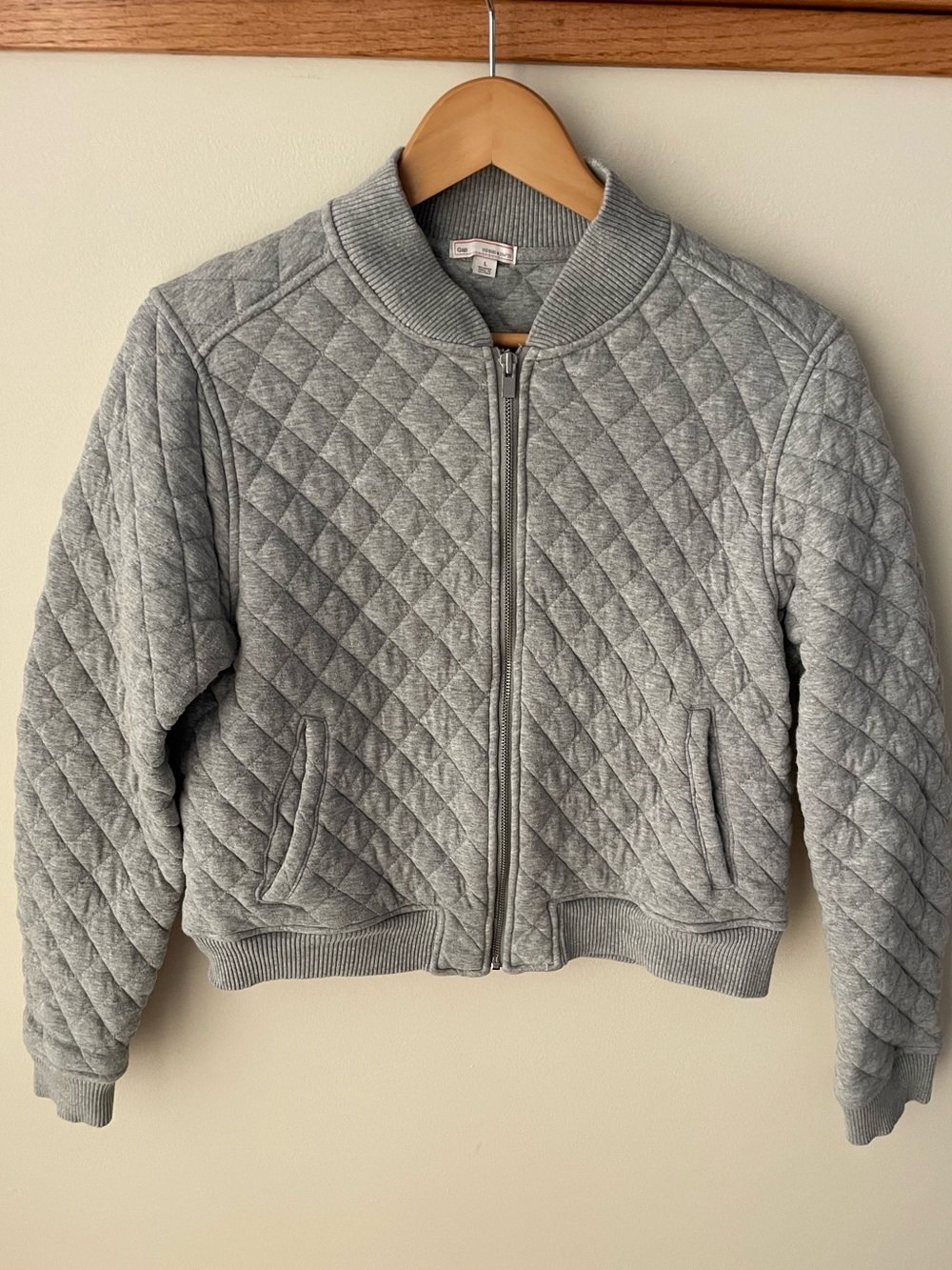 GAP Women's Quilted Bomber Jacket - Gray size L